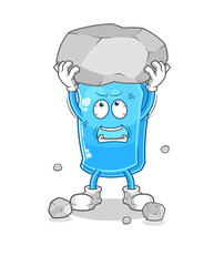 ski board lifting rock cartoon character vector