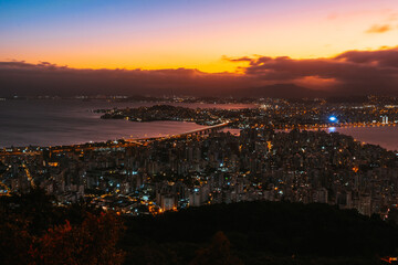 Night view of downtown at Florianopolis