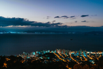 Fototapeta premium Night view of downtown at Florianopolis