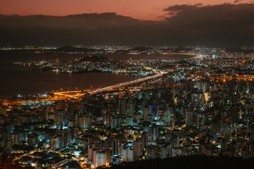 Fototapeta na wymiar Night view of downtown at Florianopolis