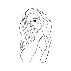 surreal faces Continuous line, drawing of set faces and hairstyles, fashion concept, woman's beauty, minimalist, pretty sexy. Yourself self care