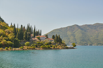 view of the Bay of Kotor and the mountains of Montenegro