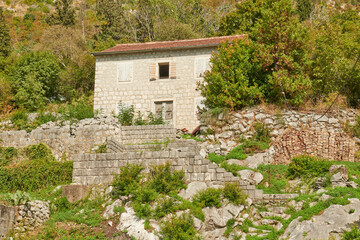 Fototapeta na wymiar residential buildings made of stone in montenegro beautiful