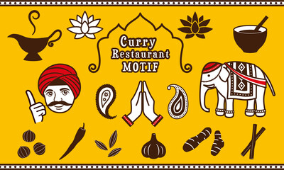 カレーレストラン,インドカレー店イメージのモチーフ_curry restaurant