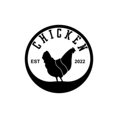 fried chicken logo design, farm animals made into food by the chef, premium vector illustration