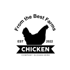 Fototapeta na wymiar fried chicken logo design, farm animals made into food by the chef, premium vector illustration