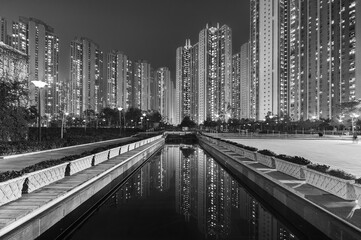 Obraz na płótnie Canvas public estate in Hong Kong at night