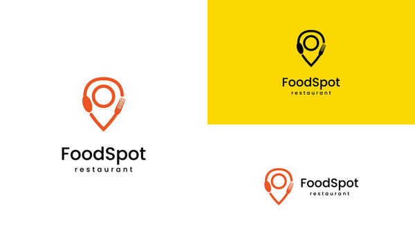 food location logo design simple minimalist, food point, map, place, food navigation logo icon template