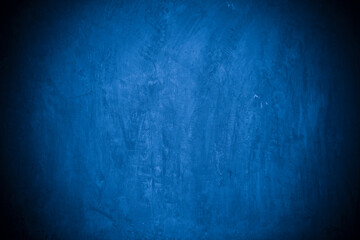 Old wall pattern texture cement blue dark abstract  blue color design are light with black gradient background.