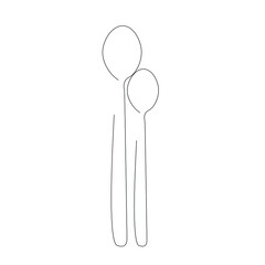 Spoons near plate line drawing vector illustration