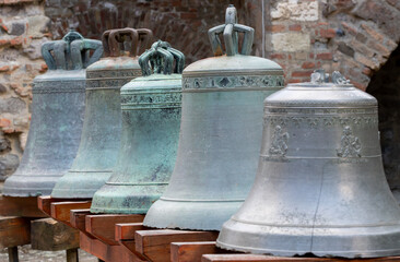 Obraz premium Old church bells exposed to visitors to the basilica in Esztergom - Hungary