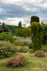 flower garden at Parc de la Tete d'Or in Lyon. 2020