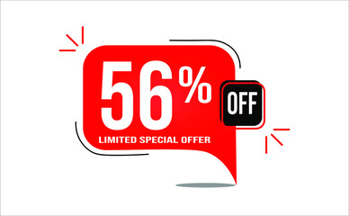 56% off limited offer. White and red banner with clearance details
