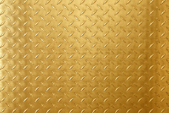 Brass texture with diamond embossed, gold background for design.
