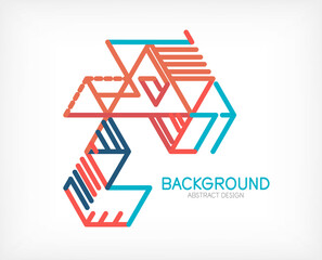 Abstract background. Color lines on white background. Linear abstract composition. Techno or business concept for wallpaper, banner, background, landing page