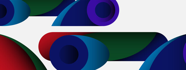 Abstract background. Minimal geometric circles and round style shapes with deep shadow effects. Trendy technology business template for wallpaper banner or background