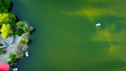 spinning boat on the lake