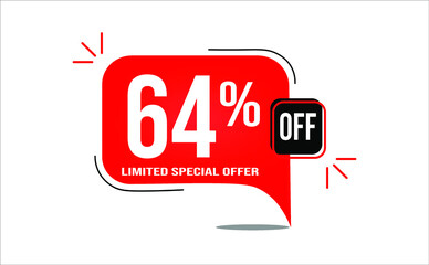 64% off limited offer. White and red banner with clearance details