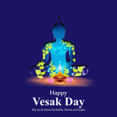 Vector illustration for Happy Vesak Day Buddha Purnima