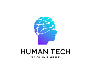 Brain Tech Mind Data Logo Design Template