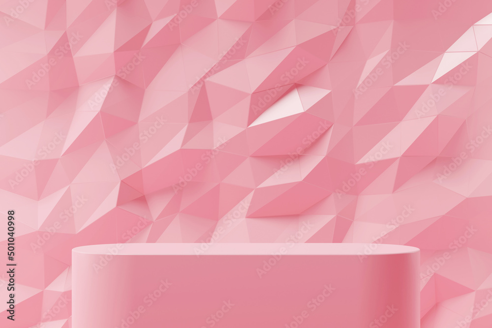 Aufkleber Mock up of podium for product presentation on geometry pattern background. 3d rendering.