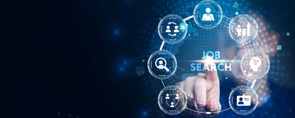 Business, Technology, Internet and network concept. Job Search human resources recruitment career.