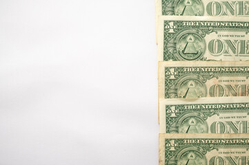 American currency with copy space on left.