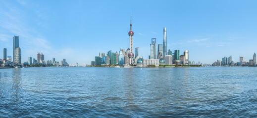 Fototapeta premium Shanghai skyline in sunny day, China.