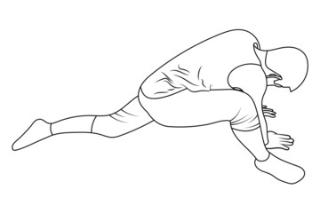 Man doing leg stretching sketch illustration.