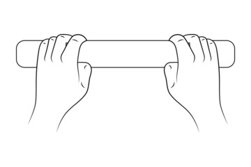 Hands climbing on the wall vector sketch illustration.