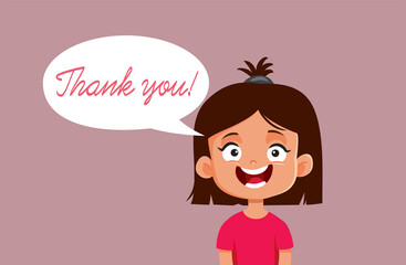 Little Girl Saying Thank You Vector Cartoon Illustration