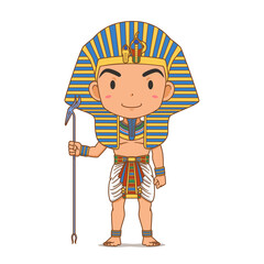 Cartoon character of Pharaoh. Egyptian boy in ancient clothes.	