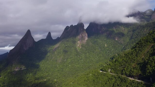 Wonderful landscape, exotic mountains. Mountain of the Finger of God, the city of Teresopolis, State of Rio de Janeiro, Brazil.