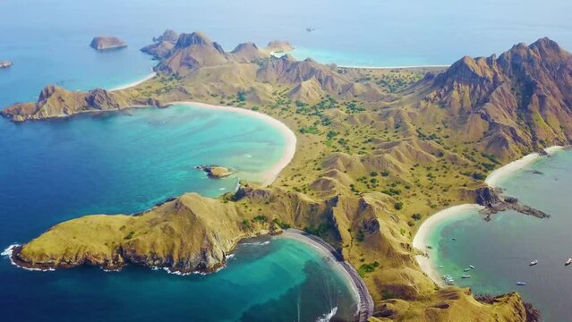 Beautiful aerial view of Padar island