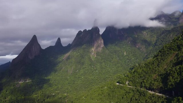 Wonderful landscape, exotic mountains. Mountain of the Finger of God, the city of Teresopolis, State of Rio de Janeiro, Brazil.