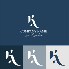 AK, K letter monogram. Elegant luxury KA logo. Calligraphic style. Vector design. Luxurious linear creative monogram. - obrazy, fototapety, plakaty