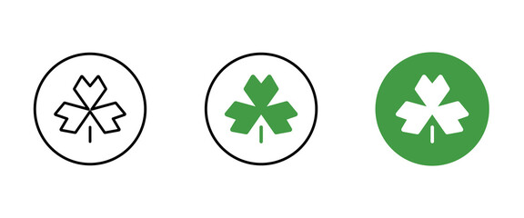 Obraz premium shamrock icon. Trefoil. The white clover leaf is the symbol of Ireland. Colored vector illustration. Isolated background. Three sheets. Saint Patrick Day. Green plant