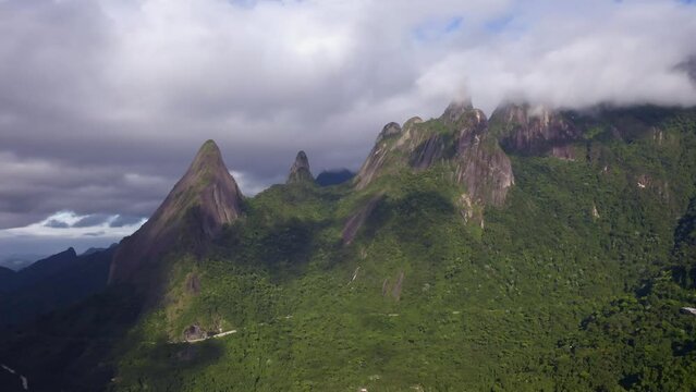 Wonderful landscape, exotic mountains. Mountain of the Finger of God, the city of Teresopolis, State of Rio de Janeiro, Brazil.