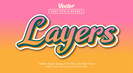 Editable text effect, Layers text with vintage color style