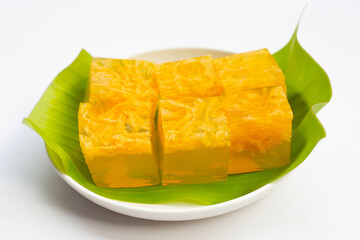 Sweet egg floss jelly. Thai dessert