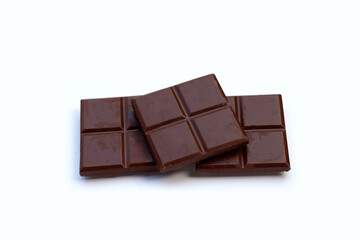 Square biscuits in dark chocolate