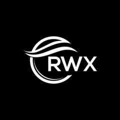 RWX letter logo design on black background. RWX  creative initials letter logo concept. RWX letter design.