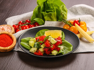 Season vegetable salad with tomato