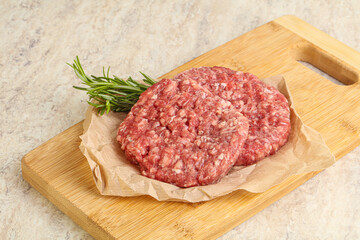 Raw beef burger cutlet for grill