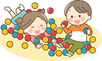 ボールプールで遊ぶ子供達