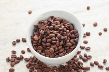 Roasted coffee bean in the bowl