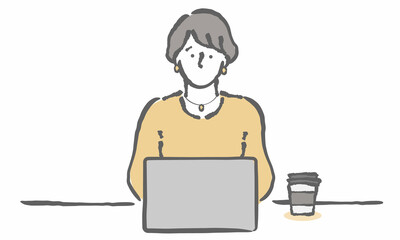 仕事　パソコン　イラスト　女性
