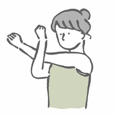 ストレッチ　フィットネス　イラスト　女性