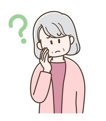 考えるシニア女性のイラスト