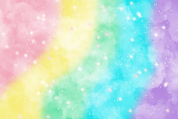 Abstract fantasy rainbow  unicorn background. Holographic background with magic sparkles, stars.
